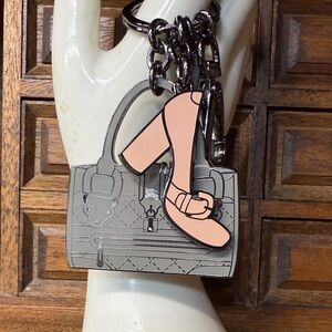 NWOT Burberry Designer Bag Charm & Keychainin Gray and Pink